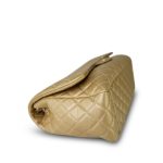 Gold Crumpled Calfskin Small XXL Travel Flap Bag Light Gold Hardware - Image 9