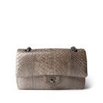 Grey Metallic Python Medium Classic Double Flap - Image 3