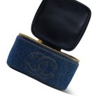 Blue Denim Quilted Timeless Vanity Case Gold Hardware - Image 6