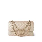 21S Pearly Beige Calfskin Classic Flap Medium Light Gold Hardware - Image 12