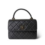 Trendy CC Grey Lambskin Quilted Small Light Gold Hardware - Image 3