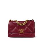 20A Red Lambskin Quilted 19 Flap Small Mixed Hardware