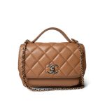 21P Caramel Beige Caviar Quilted Business Affinity Small Flap Light Gold Hardware - Image 11