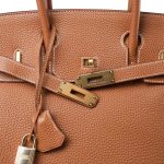 Birkin 30 Gold Veau Togo Gold Plated M Square Stamp - Image 5