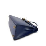 Kelly Sellier 28 Bleu Saphir Box Calfskin Gold Plated Y Circle Stamp - Image 9
