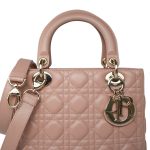 Blush/ Nude Lambskin Cannage Lady Dior Medium Light Gold Hardware - Image 16
