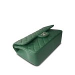 19B Dark Green Lambskin Quilted Classic Flap SHW - Image 6