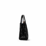 24A Black Shiny Aged Calfskin Quilted Nano Kelly Shopper Aged Gold Hardware - Image 2