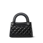 24A Black Shiny Aged Calfskin Quilted Nano Kelly Shopper Aged Gold Hardware - Image 3