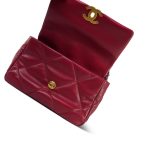 20A Red Lambskin Quilted 19 Flap Small Mixed Hardware - Image 13