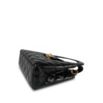 24A Black Shiny Aged Calfskin Quilted Nano Kelly Shopper Aged Gold Hardware - Image 6
