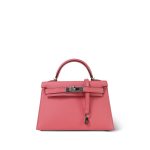 Mini Kelly Sellier Rose d’Ete Chevre Palladium Plated D Stamp