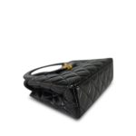 24A Black Shiny Aged Calfskin Quilted Nano Kelly Shopper Aged Gold Hardware - Image 7