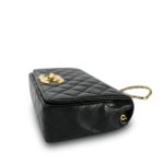 Black Lambskin Quilted Full Flap Medium CC Bag Gold Hardware - Image 11