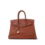 Birkin 35 Brown Veau Togo Gold Plated D Square Stamp - Image 4