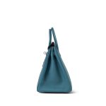 Birkin 25 Blue Jean Veau Togo Palladium Plated H Square Stamp - Image 9