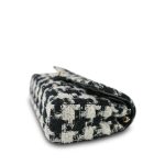 20S Black White Ecru Houndstooth Tweed Quilted Classic Flap Medium LGHW - Image 8