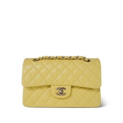 20S Yellow Caviar Quilted Classic Flap Small LGHW