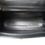 24A Black Shiny Aged Calfskin Quilted Nano Kelly Shopper Aged Gold Hardware - Image 11