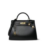 Kelly 32 Black Box Calfskin Gold Plated [C] Stamp