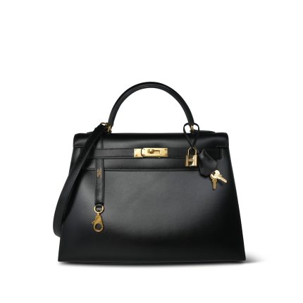 Kelly 32 Black Box Calfskin Gold Plated [C] Stamp