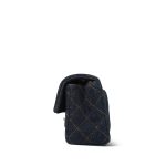 25C Dark Blue Denim Quilted Mini Rectangular Flap Aged Gold Hardware - Image 5