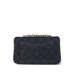 25C Dark Blue Denim Quilted Mini Rectangular Flap Aged Gold Hardware - Image 13