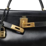 Kelly 28 Black Box Calfskin Gold Plated U Circle Stamp - Image 9