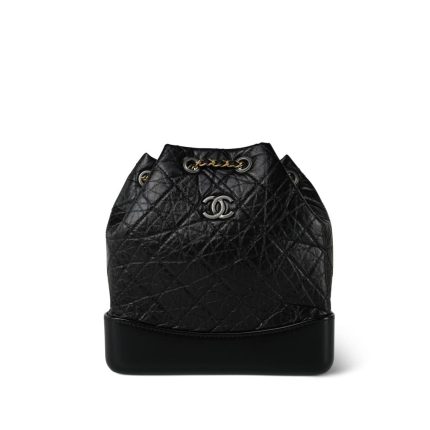 Black Aged Calfskin Quilted Gabrielle Backpack Small MHW