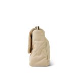 Light Beige Goatskin Quilted Large 19 Flap Mixed Hardware - Image 2