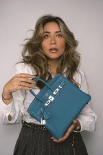 Birkin 25 Blue Jean Togo Palladium Plated B Stamp - Image 6