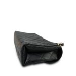 Black Calfskin Quilted Enchained Logo Single Flap Bag Aged Gold Hardware - Image 6