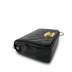Black Lambskin Quilted Full Flap Medium CC Bag Gold Hardware - Image 16