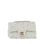 23S White/Light Yellow/Multicolor Sequin Tweed Quilted Mini Rectangular Flap Light Gold Hardware