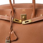 Birkin 30 Gold Veau Togo Gold Plated M Square Stamp - Image 7
