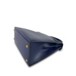 Kelly Sellier 28 Bleu Saphir Box Calfskin Gold Plated Y Circle Stamp - Image 7
