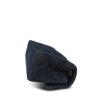 25C Dark Blue Denim Quilted Mini Rectangular Flap Aged Gold Hardware - Image 4