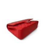 Red Lambskin Quilted Classic Flap Medium Silver Hardware - Image 9