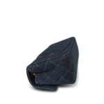25C Dark Blue Denim Quilted Mini Rectangular Flap Aged Gold Hardware - Image 7