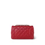 20S Red Lambskin Quilted Mini Rectangular Flap Light Gold Hardware - Image 3