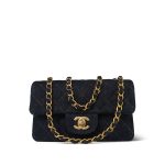 25C Dark Blue Denim Quilted Mini Rectangular Flap Aged Gold Hardware