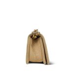 Beige Raffia Pink Tweed Chevron Quilted Small Boy Bag Aged Gold Hardware - Image 11