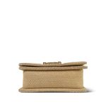 Beige Raffia Pink Tweed Chevron Quilted Small Boy Bag Aged Gold Hardware - Image 13