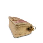 Beige Raffia Pink Tweed Chevron Quilted Small Boy Bag Aged Gold Hardware - Image 9