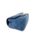 24S Blue Denim Quilted Rectangular Flap Mini Aged Gold Hardware - Image 5
