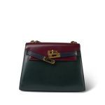 Mini Kelly Tri-Color (Vert Fonce / Rouge H / Blue Indigo) Box Calfskin Gold Plated P Circle Stamp - Image 8