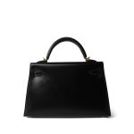Mini Kelly 20 Sellier Black Box Calfskin Gold Plated B Stamp - Image 5