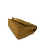 Dark Beige Linen Quilted Diana Flap Medium Gold Hardware - Image 7