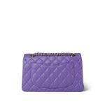 20S Purple Caviar Quilted Classic Flap Small Light Gold Hardware - Image 4