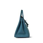 Birkin 25 Blue Jean Veau Togo Palladium Plated H Square Stamp - Image 11